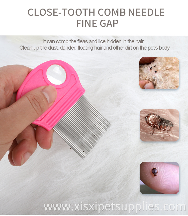 Factory Wholesale Pet Flea Iice Cleaner Comb Pet Cat Dog Needle Comb With Magnifying Glass